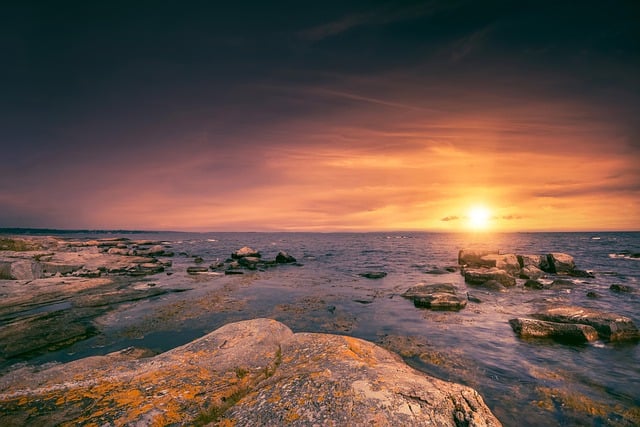 Free download sunset nature sea rocks coast sun free picture to be edited with GIMP free online image editor