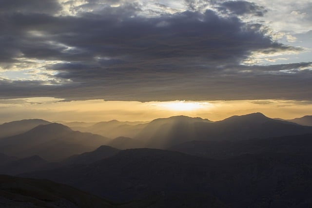 Free download sunset peak mountains clouds sky free picture to be edited with GIMP free online image editor