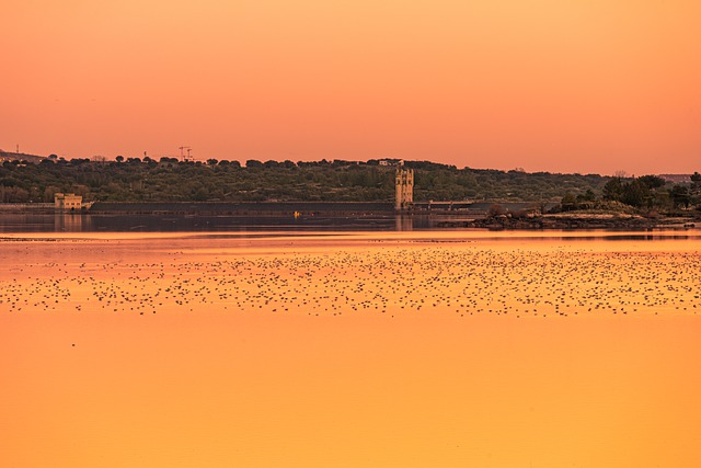 Free download sunset reservoir nature dusk free picture to be edited with GIMP free online image editor