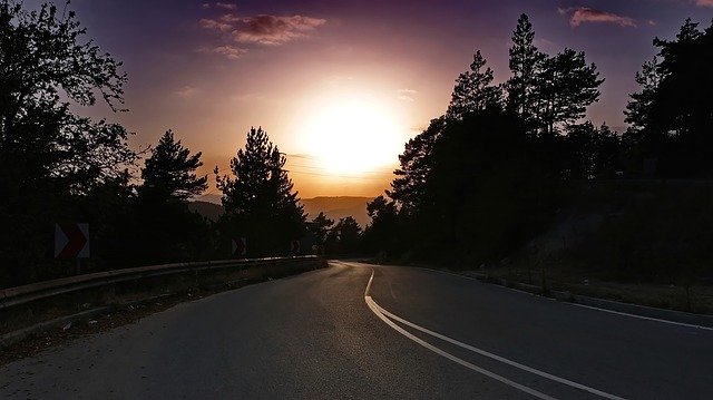 تحميل مجاني Sunset Road Sky - صورة مجانية أو صورة لتحريرها باستخدام محرر الصور عبر الإنترنت GIMP