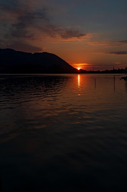 Download grátis Sunset Schliersee Lake - foto ou imagem grátis para ser editada com o editor de imagens online GIMP