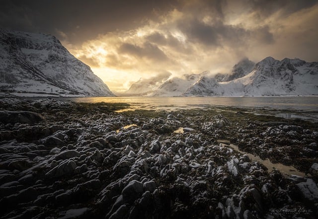 Free download sunset sea ice snow lofoten free picture to be edited with GIMP free online image editor