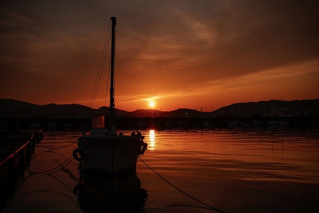 Free download sunset sea scenery boat adventure free picture to be edited with GIMP free online image editor