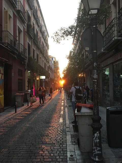 Free download Sunset Street Madrid -  free photo or picture to be edited with GIMP online image editor