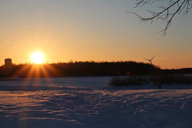 Free download sunset windmill skyline winter free picture to be edited with GIMP free online image editor