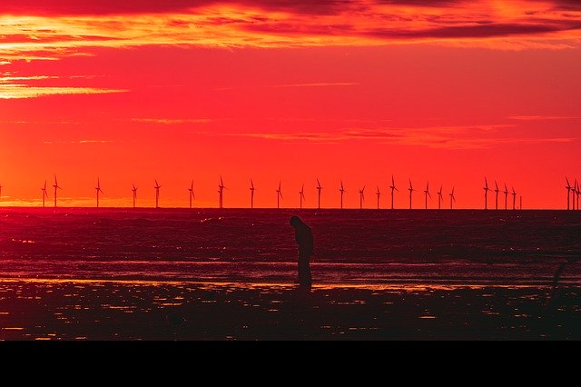 Free download Sunset Wind Turbines Orange -  free photo or picture to be edited with GIMP online image editor