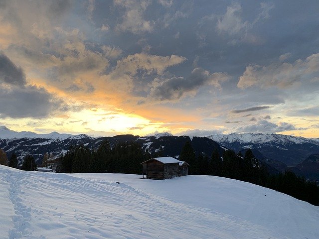 Bezpłatne pobieranie Sunset Winter Snow - bezpłatne, bezpłatne zdjęcie lub obraz do edycji za pomocą internetowego edytora obrazów GIMP