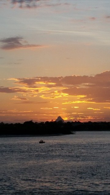 Free download Sunset With Boat Over Water -  free photo or picture to be edited with GIMP online image editor