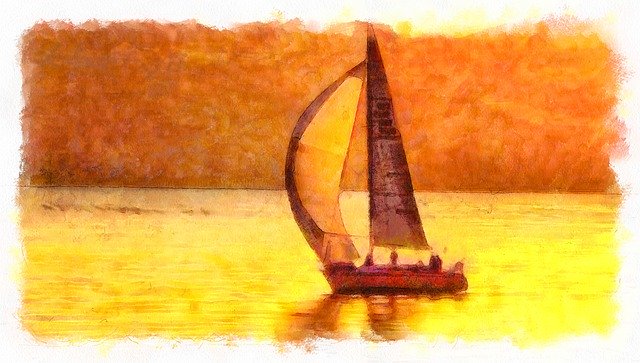 Free download Sunset Yatch Boat -  free illustration to be edited with GIMP free online image editor