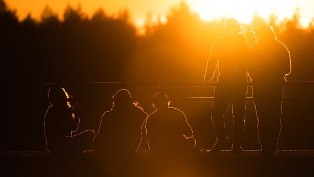 Free download sunset youth silhouette pier lake free picture to be edited with GIMP free online image editor