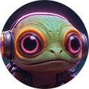 Surreal half frog wearing headphones  screen for extension Chrome web store in OffiDocs Chromium
