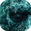 Surreal underwater human head with glowing eyes  screen for extension Chrome web store in OffiDocs Chromium
