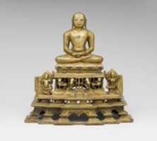 Free download Svetambara Enthroned Jina, with Attendant Yaksha and Yakshi free photo or picture to be edited with GIMP online image editor