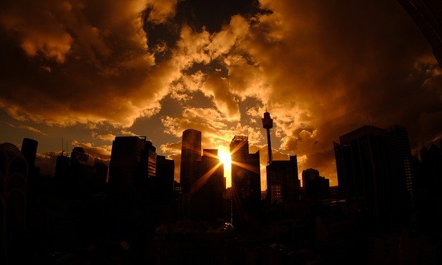 Free graphic sydney skyline tower sunset to be edited by GIMP free image editor by OffiDocs