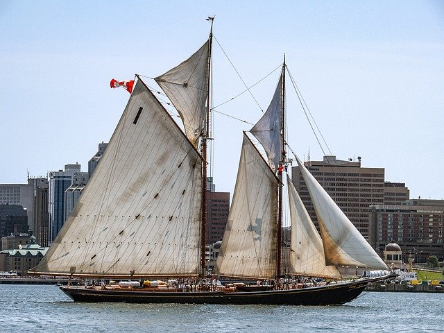 Free download tall ship bluenose ll port sea free picture to be edited with GIMP free online image editor