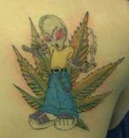 Free download Tattoo of an alien with marijuana free photo or picture to be edited with GIMP online image editor