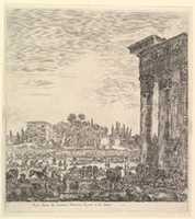 Free download Temple of Antoninus and Forum Borium in Rome, from Six grandes vues, dont quatre de Rome et deux de la Campagne romaine free photo or picture to be edited with GIMP online image editor