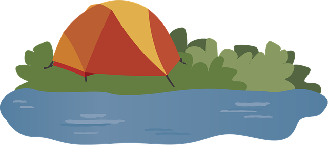 Free download Tent Camping River -  free illustration to be edited with GIMP free online image editor