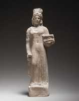 Free download Terracotta figurine of a standing female votary holding a box free photo or picture to be edited with GIMP online image editor
