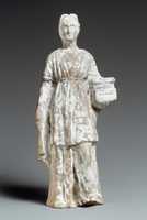 Free download Terracotta figurine of a standing female votary holding a casket free photo or picture to be edited with GIMP online image editor