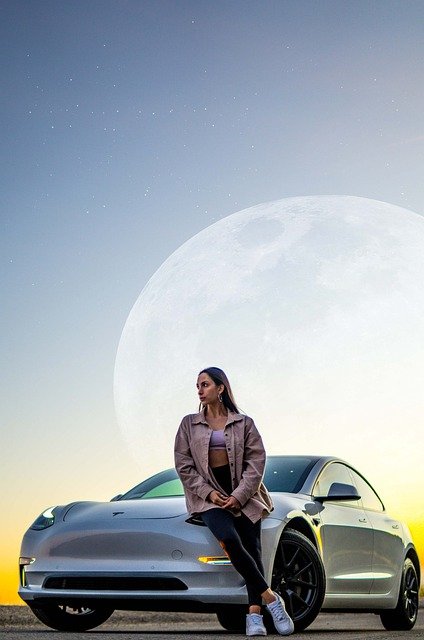 Free download tesla car woman moon model girl free picture to be edited with GIMP free online image editor
