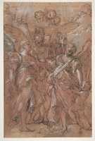 Free download The Archangels Gabriel, Michael and Raphael (recto); sketches of figures (verso) free photo or picture to be edited with GIMP online image editor