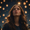 The girl and the rain of lanterns  screen for extension Chrome web store in OffiDocs Chromium