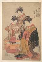Free download The Oiran Sugawara of Tsuru-ya seated beside a hibachi (fire box) free photo or picture to be edited with GIMP online image editor