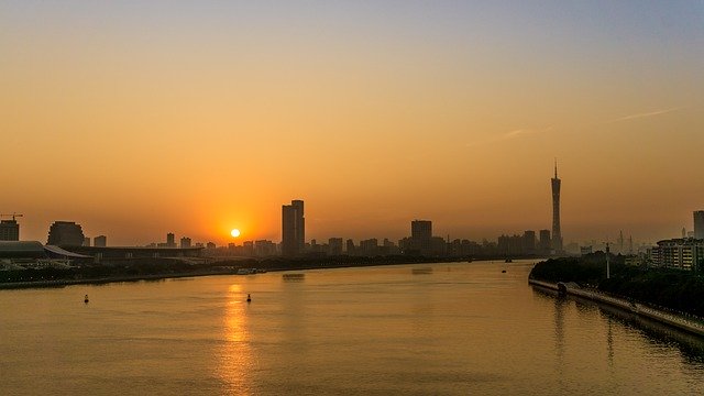 免费下载日落之城珠江 - 使用 GIMP 在线图像编辑器编辑的免费照片或图片