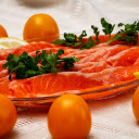 Thinly sliced ​​fresh salmon plate  screen for extension Chrome web store in OffiDocs Chromium