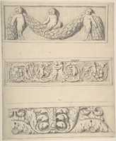 Free download Three Frieze Designs with Young Satyrs, Leaves, Vines, and Putti free photo or picture to be edited with GIMP online image editor