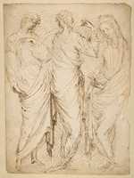 Free download Three Standing Figures (recto); Seated Woman and a Male Hermit in Half-length (verso) free photo or picture to be edited with GIMP online image editor