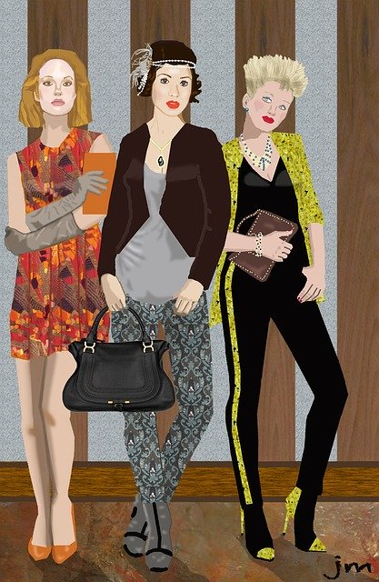 Free download Three Women Standing Stylish -  free illustration to be edited with GIMP free online image editor