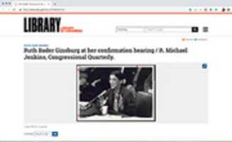 Free download Thumbnail of Screenshot of Ruth Bader Ginsburg at her confirmation hearing / R. Michael Jenkins, Congressional Quarterly. free photo or picture to be edited with GIMP online image editor