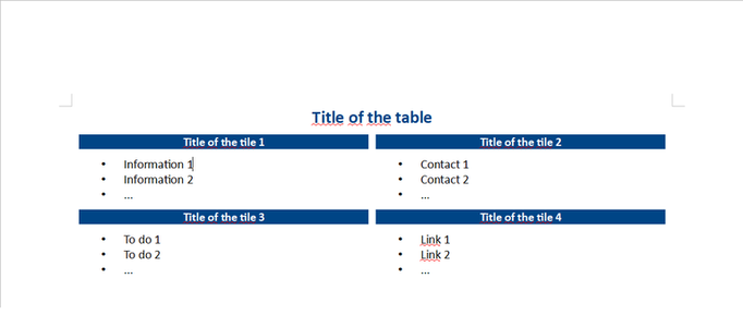 Kostenloser Download von Kacheln anstelle einer Tabelle DOC-, XLS- oder PPT-Vorlage kostenlos zum Bearbeiten mit LibreOffice online oder OpenOffice Desktop online