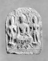 Free download Tile with Buddhist Trinity in Relief free photo or picture to be edited with GIMP online image editor