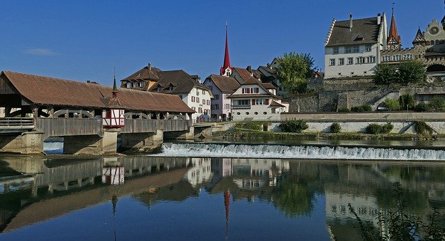 Muat turun percuma Town Bremgarten Old Wooden Bridge - foto atau gambar percuma untuk diedit dengan editor imej dalam talian GIMP