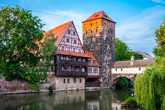 Free download town river nuremberg bridge free picture to be edited with GIMP free online image editor