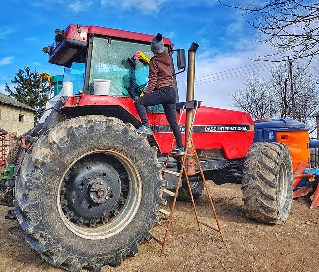 Free download Tractor Female Farmer Rolnik Case -  free photo or picture to be edited with GIMP online image editor