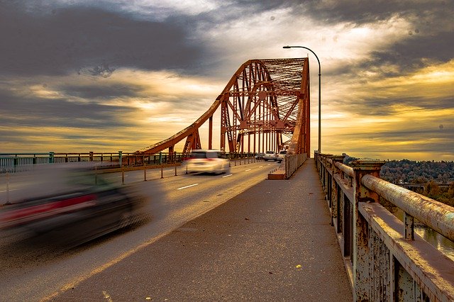 تنزيل مجاني Traffic Bridge Sunset - صورة أو صورة مجانية ليتم تحريرها باستخدام محرر الصور عبر الإنترنت GIMP