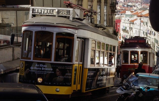 Free download Tram Lisbon Street -  free photo or picture to be edited with GIMP online image editor