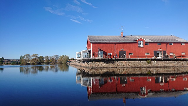 Free download travel lake sweden red red house free picture to be edited with GIMP free online image editor
