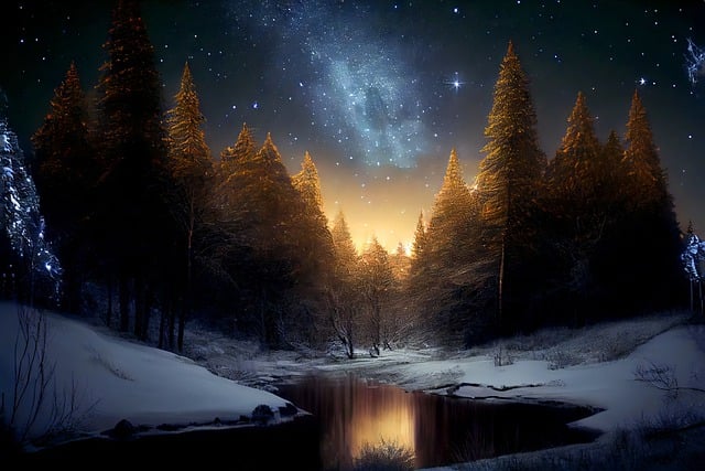 Free download trees forest snow night cold free picture to be edited with GIMP free online image editor
