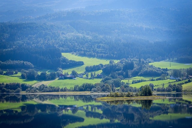 Free download trees mountains house river field free picture to be edited with GIMP free online image editor