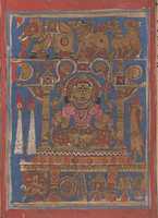 Free download Trisala on Her Couch (left) / The Goddess Sri, One of the Fourteen Lucky Dreams (right); Page from a Dispersed Kalpa Sutra (Jain Book of Rituals) free photo or picture to be edited with GIMP online image editor
