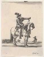 Free download Trumpeter on Horseback, from Divers exercices de cavalerie free photo or picture to be edited with GIMP online image editor