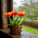 Tulips and Rain Wallpaper  screen for extension Chrome web store in OffiDocs Chromium