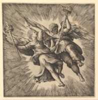 Free download Two Angels or Winged Genii Carrying Torches free photo or picture to be edited with GIMP online image editor