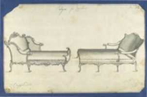 Free download Two Couches, in Chippendale Drawings, Vol. I free photo or picture to be edited with GIMP online image editor