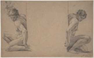 Free download Two Crouching Nude Male Figures free photo or picture to be edited with GIMP online image editor